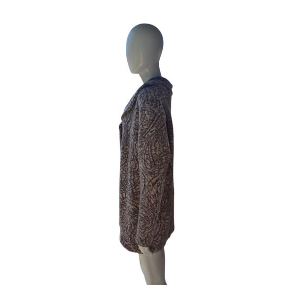 J.Jill Women's L Mocha Textured Paisley Pure Jill Curved Front Printed Cardi - Picture 3 of 12